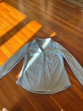 Elle Light Blue Button Down Blouse Shirt